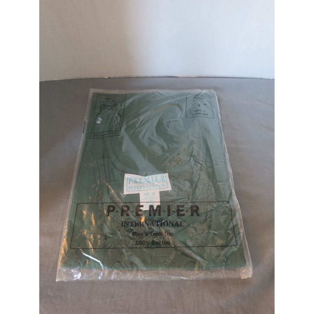Vtg Premier Forest Green Men's Tank Top Size Medium New Original Packaging